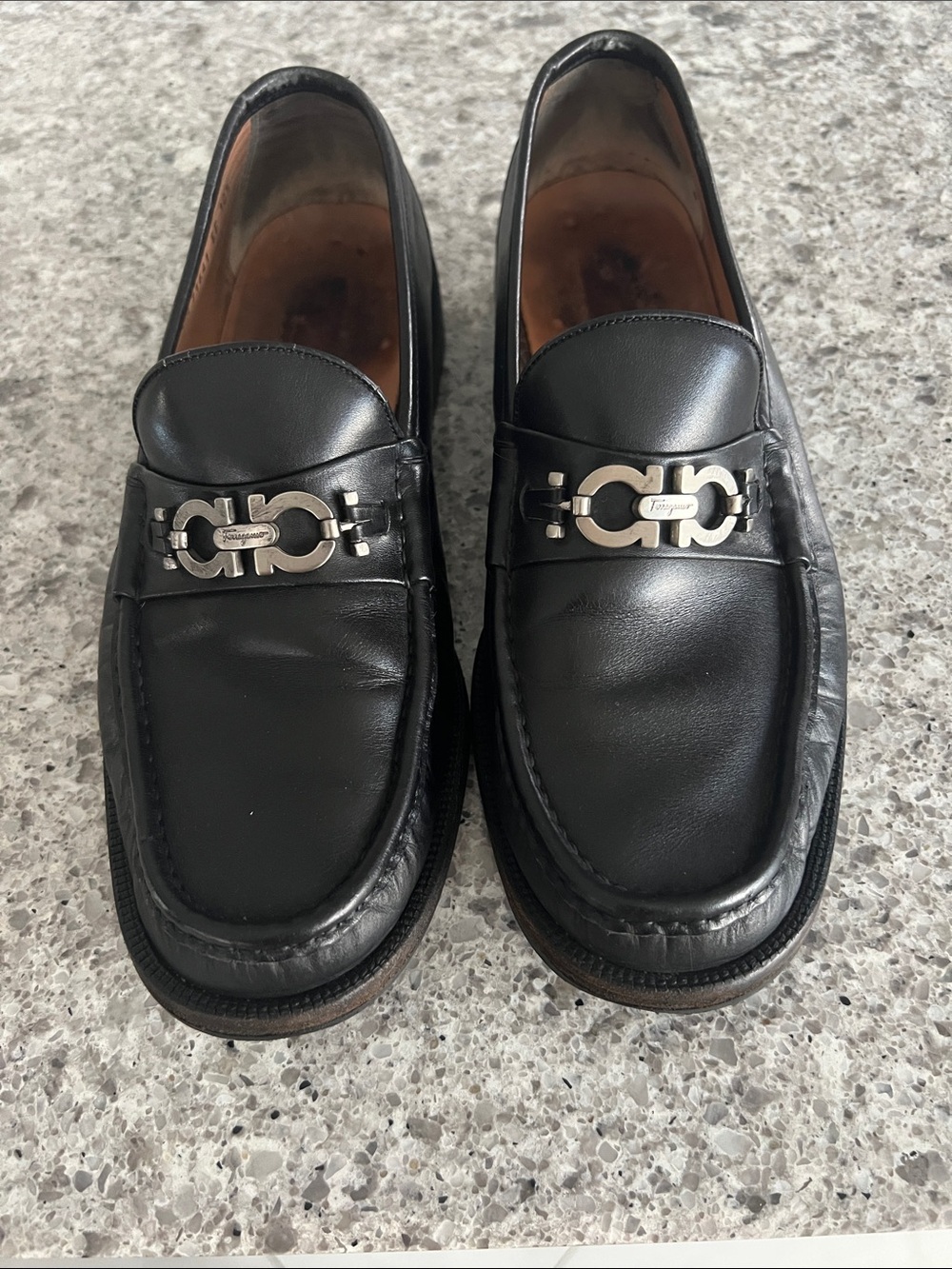Salvatore Ferragamo Black Leather Bit-Detail Loafers with Silver Gancini